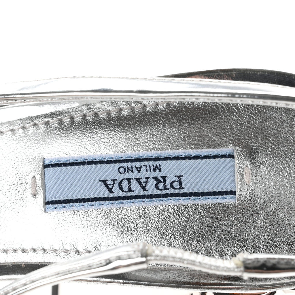 Spazzolato Triangle Logo Slingback 90mm Pumps 37 Argento