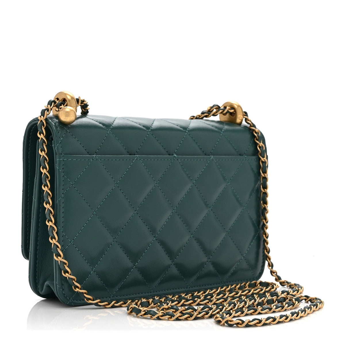 Calfskin Quilted Perfect FIt Wallet On Chain WOC Green