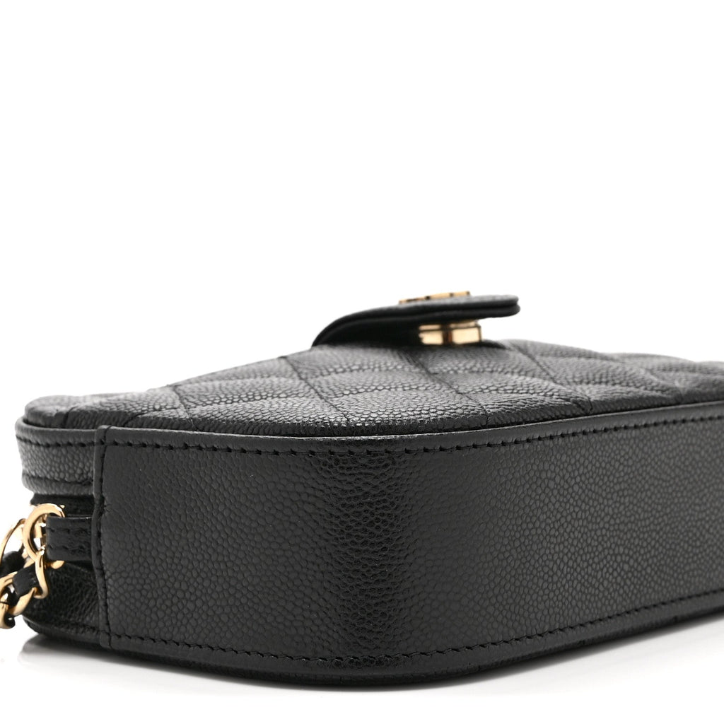 Caviar Quilted Chain Camera Bag Black