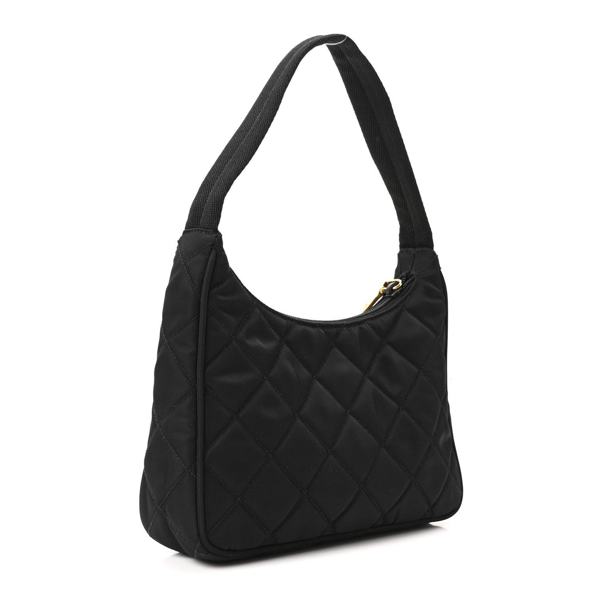 Tessuto Nylon Stitched Shoulder Bag Black