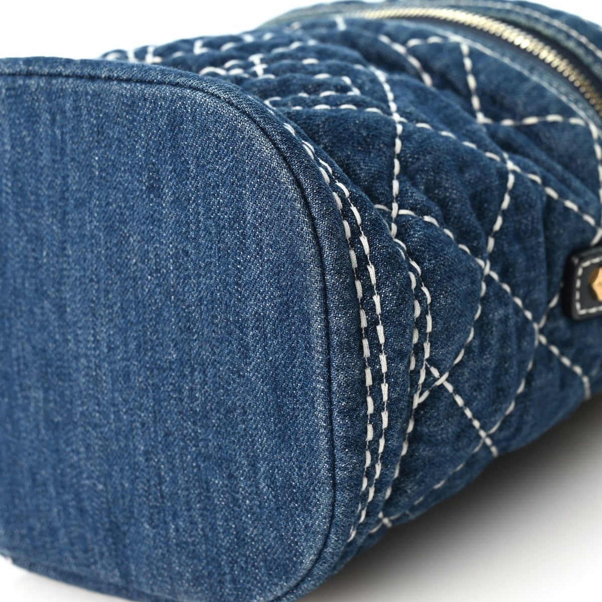 Denim Quilted Denim Trip Vanity Cosmetic Case Blue