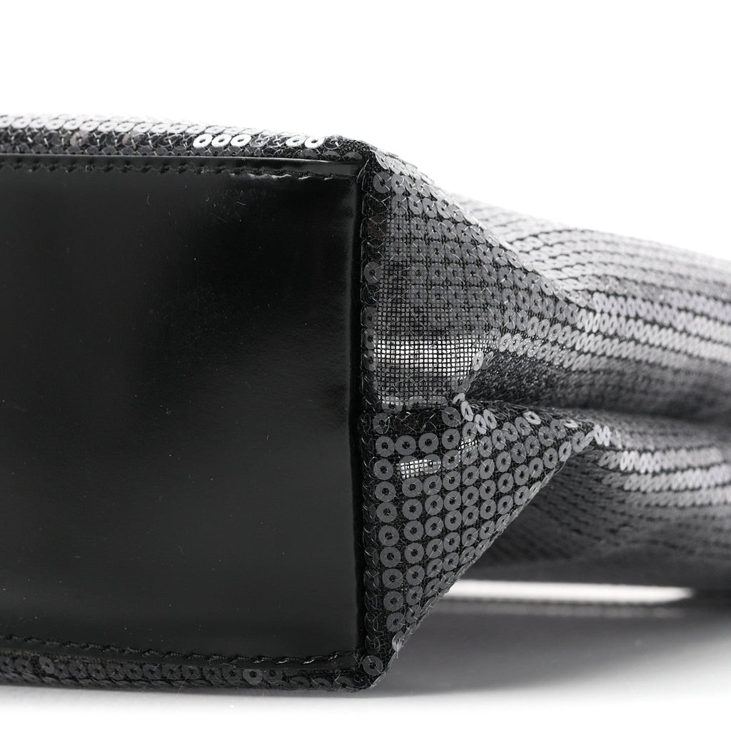 Sequin Rete Paillettes Small Tote Bag Black