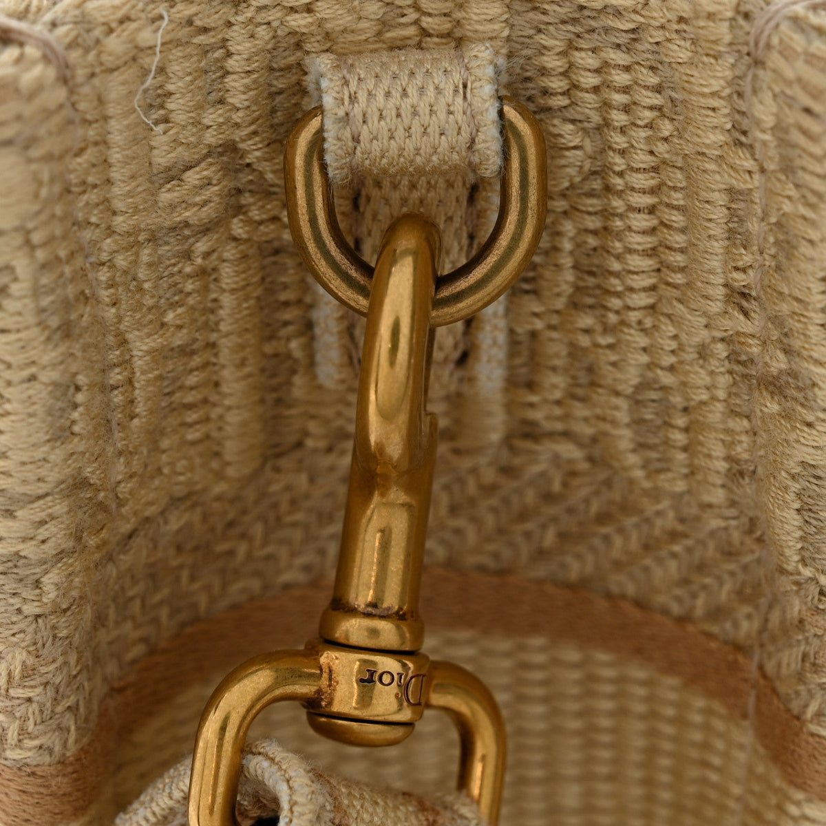 Raffia Oblique Mini Toile De Jouy Book Tote With Strap Beige