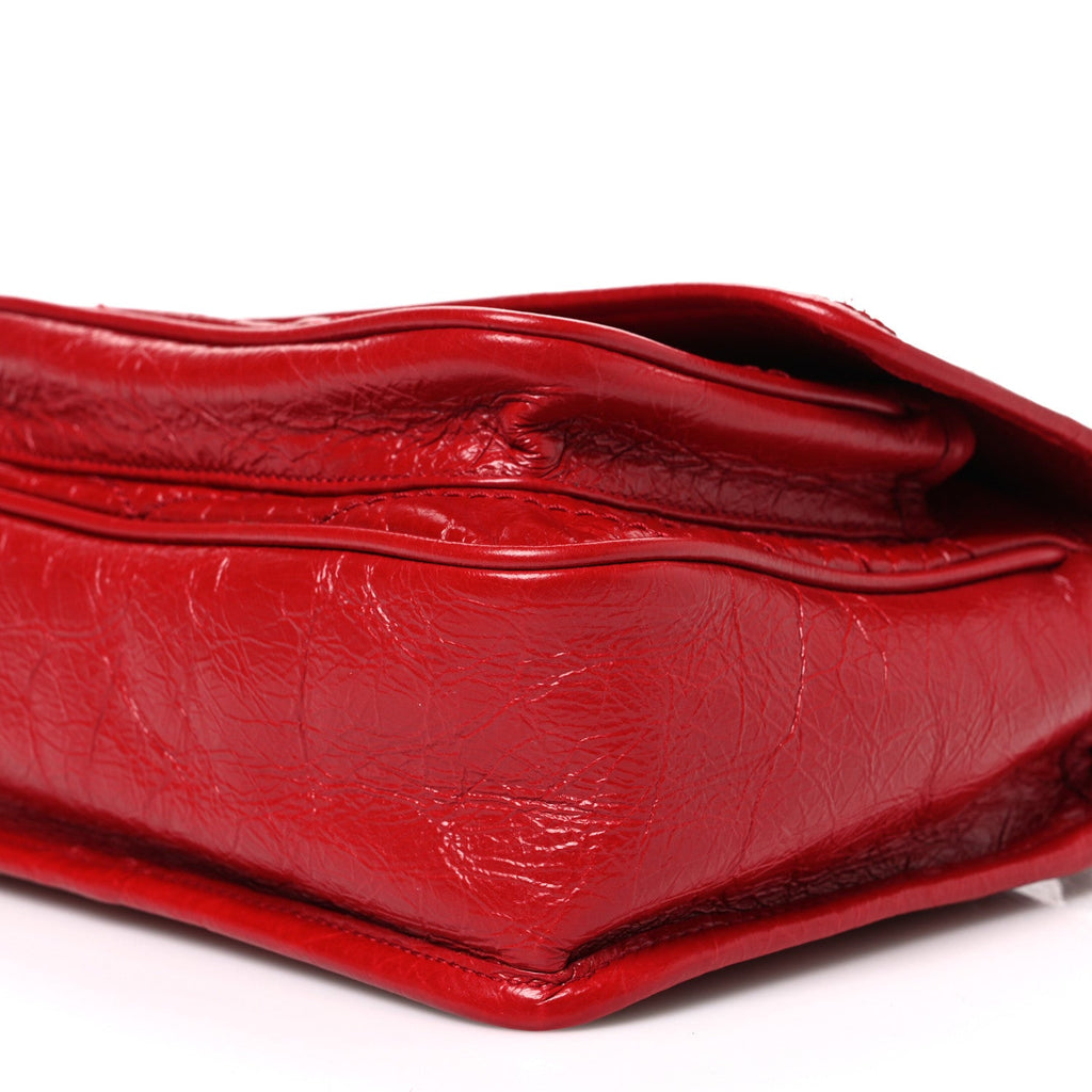 Crinkled Calfskin Matelasse Monogram Baby Niki Chain Satchel Rouge Eros