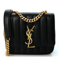 Lambskin Matelasse Monogram Small Vicky Chain Bag Black
