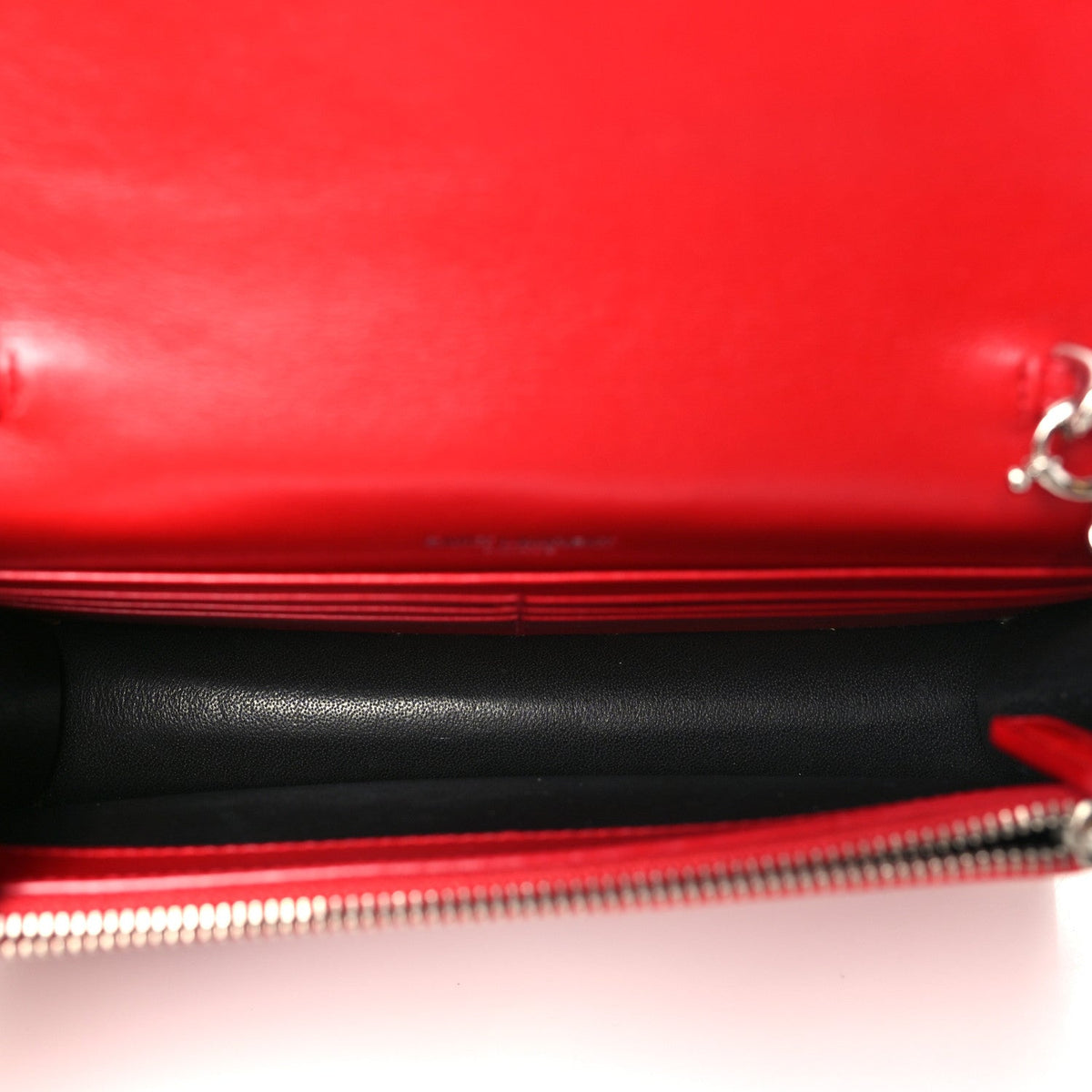 Calfskin Crocodile Embossed Kate Monogram Tassel Chain Wallet Rouge Eros