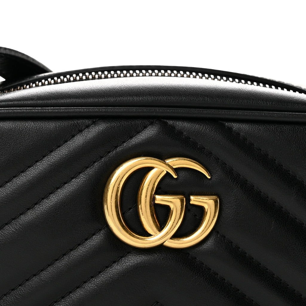 Calfskin Matelasse Mini GG Marmont Chain Shoulder Bag Black