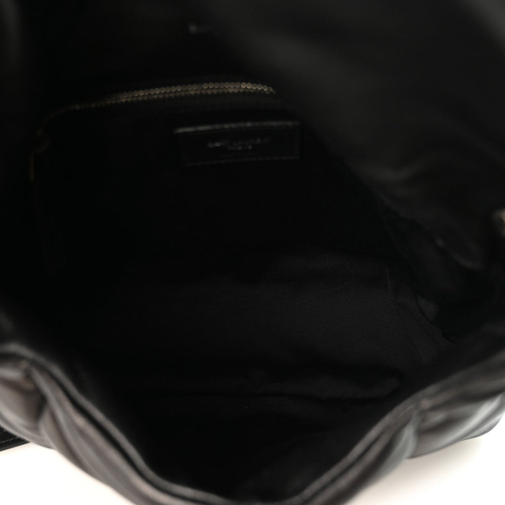 Lambskin Quilted Small Loulou Puffer Monogram Chain Satchel Black
