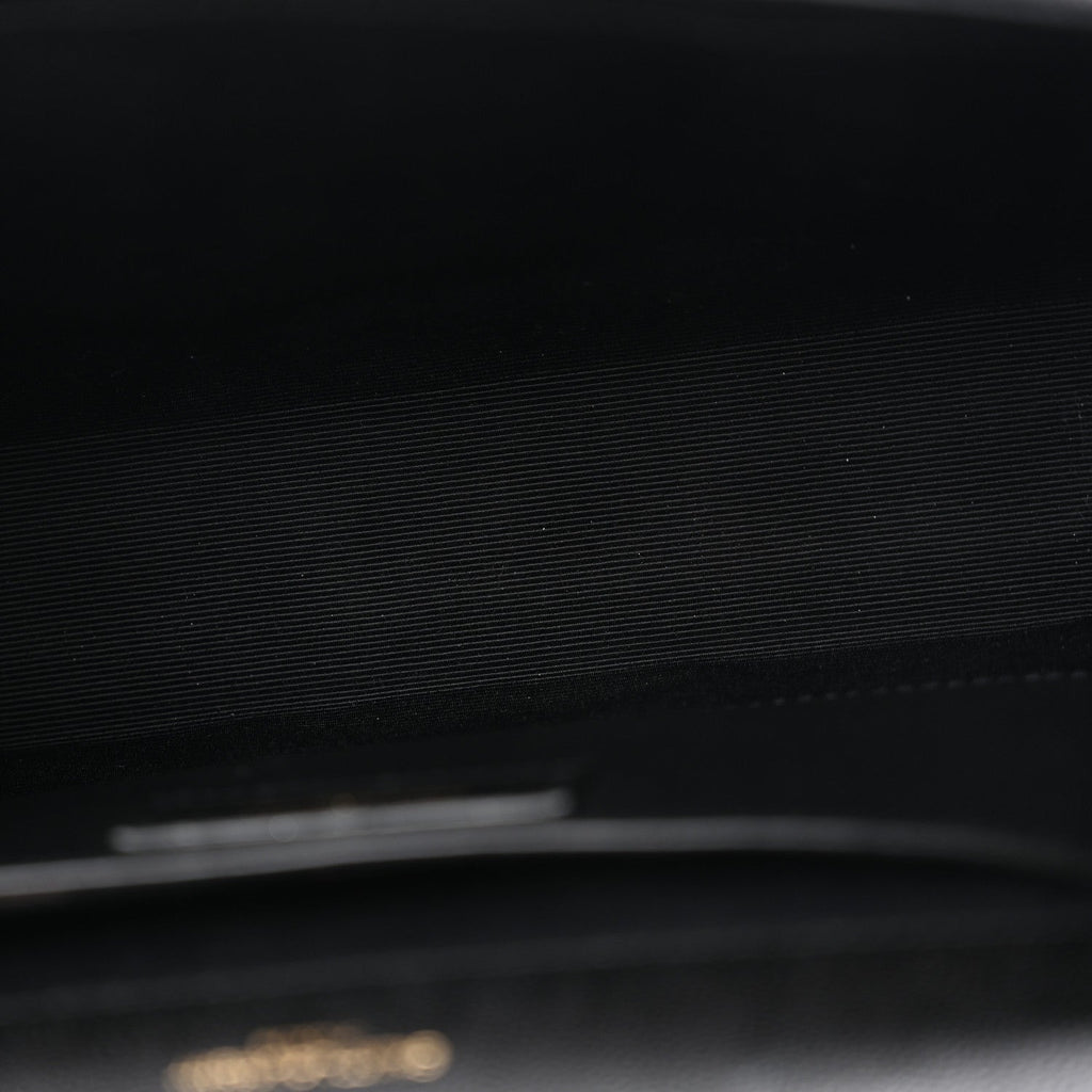 Grain De Poudre Textured Mixed Matelasse Triquilt Medium Monogram Satchel Black