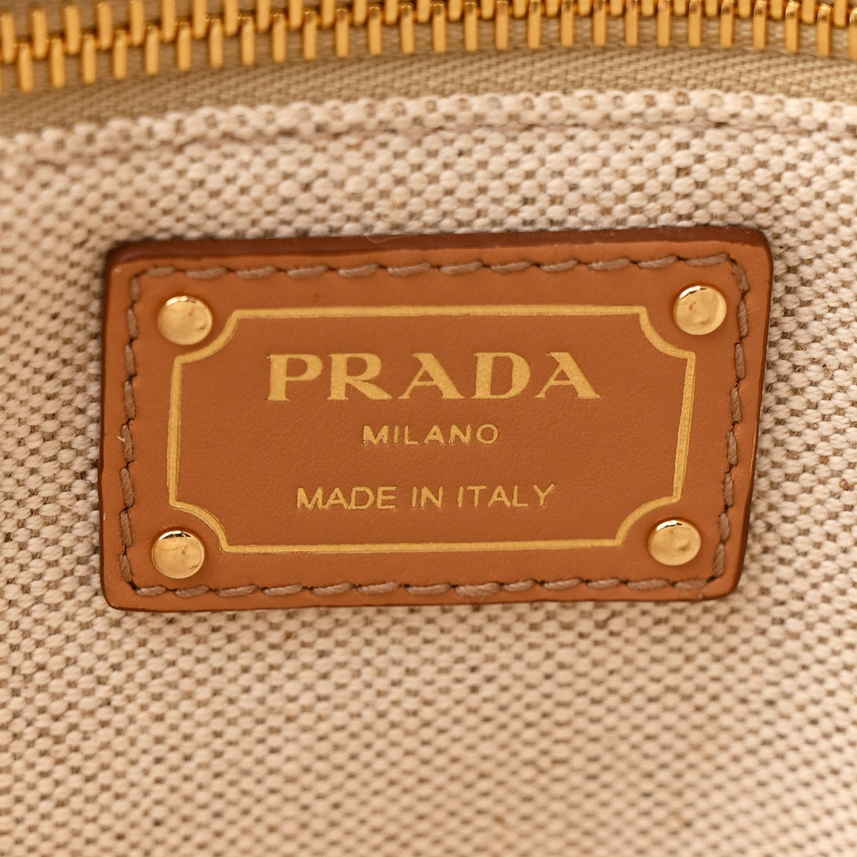 Linen Vitello Large Logo Tote Natural