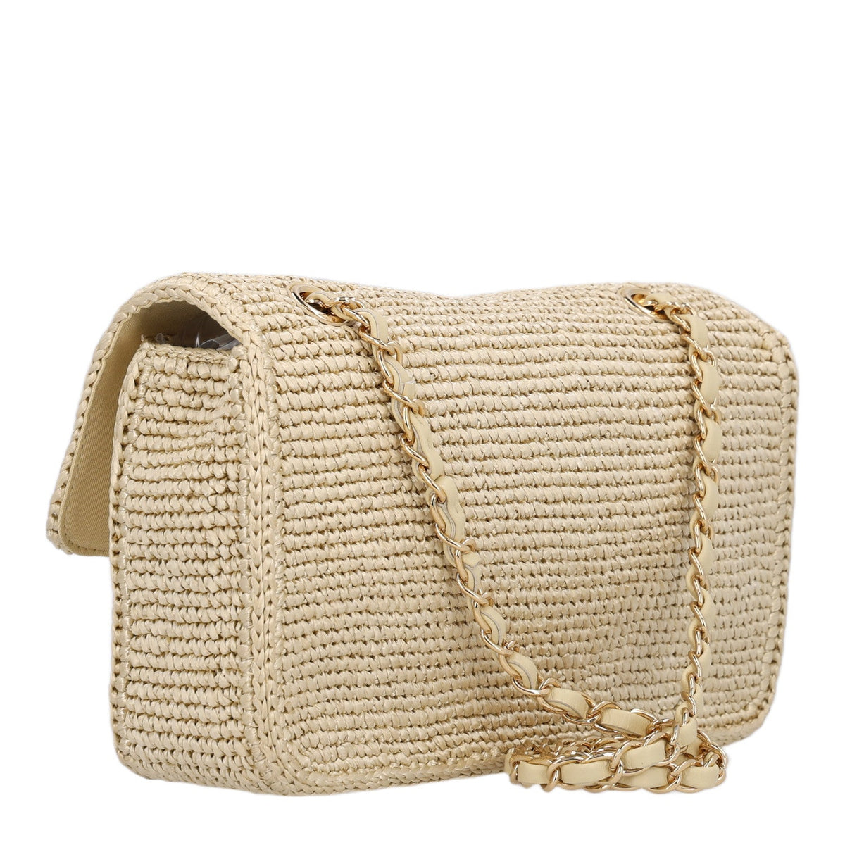 Braided Raffia Small Coco Beach Flap Beige
