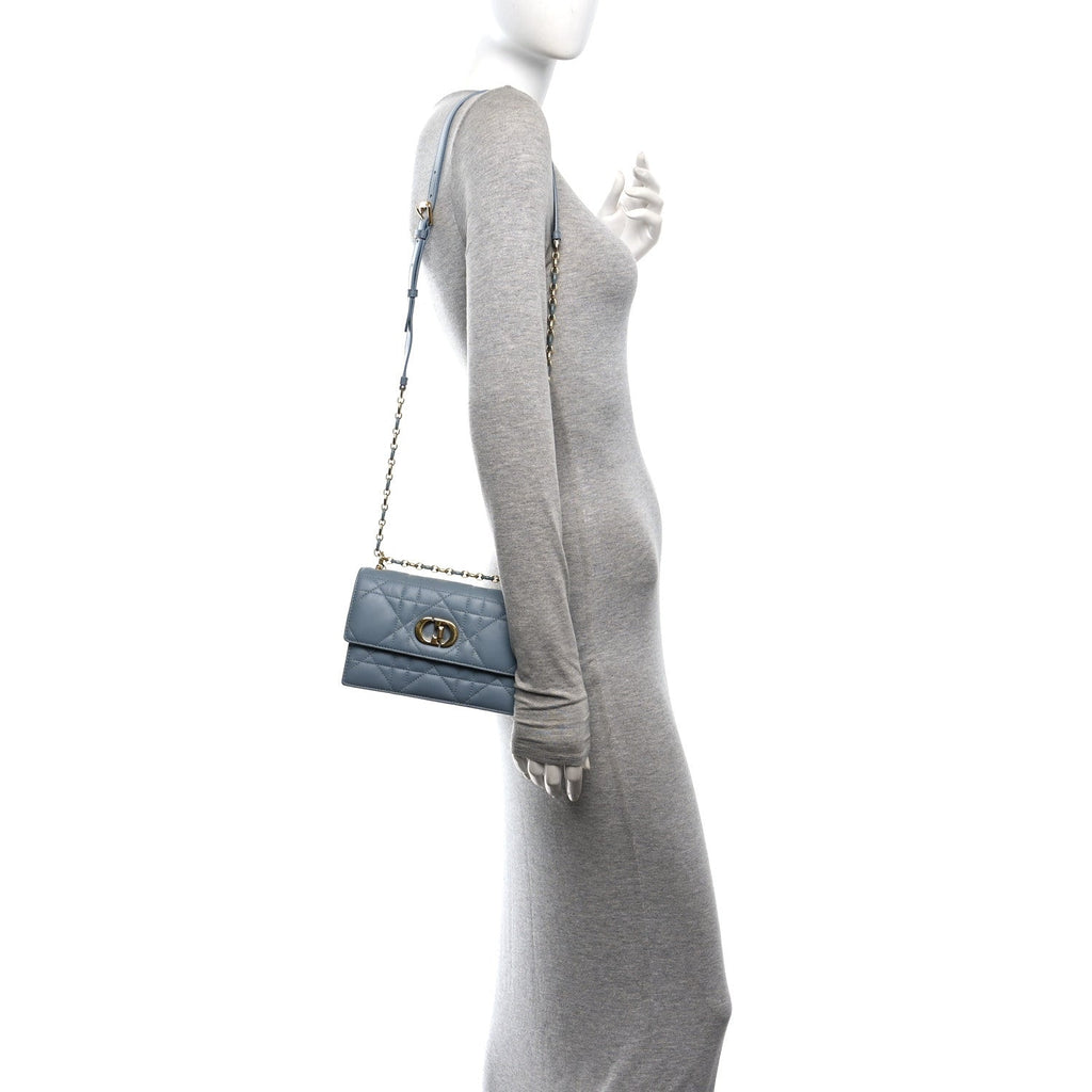 Lambskin Cannage Mini Miss Caro Bag Cloud Blue