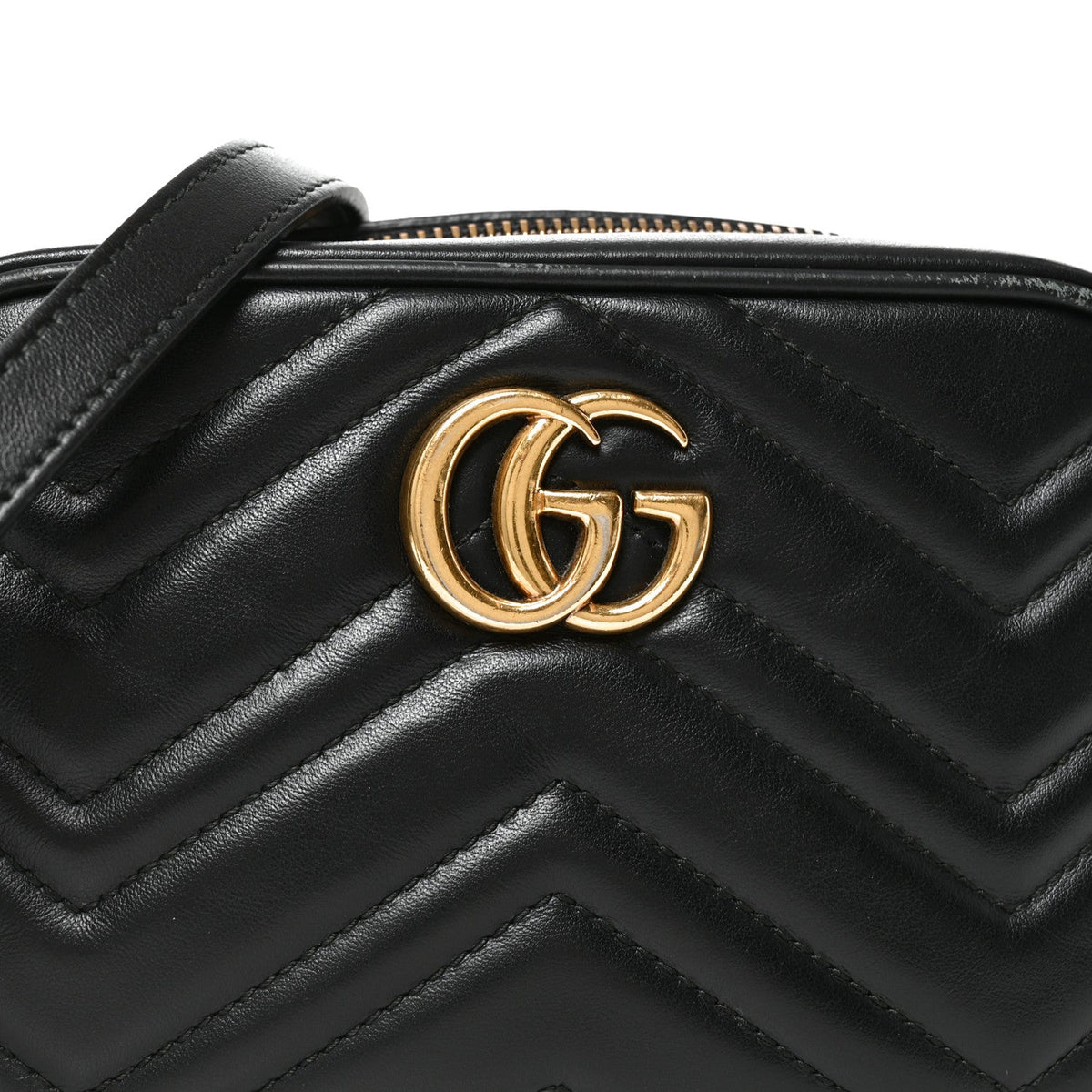 Calfskin Matelasse Mini GG Marmont Chain Shoulder Bag Black