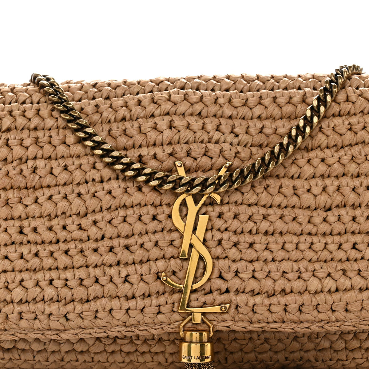 Raffia Monogram Tassel Kate 99 Dark Nude