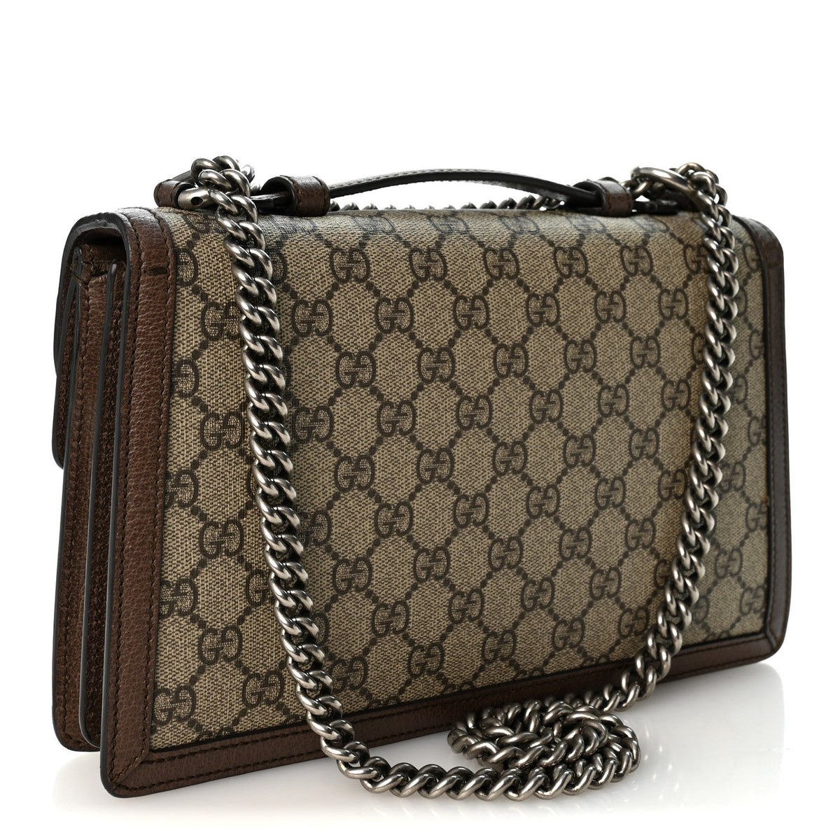 GG Supreme Monogram Textured Dollar Calfskin Top Handle Dionysus Shoulder Bag Beige Ebony New Acero