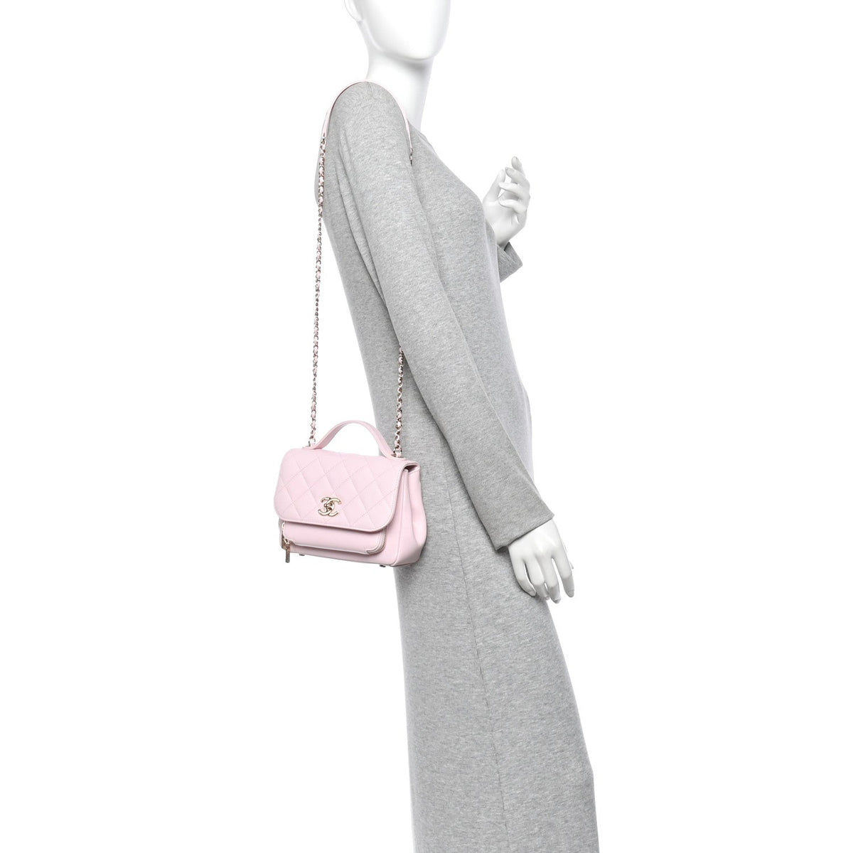 Caviar Quilted Small Business Affinity Flap Light Pink