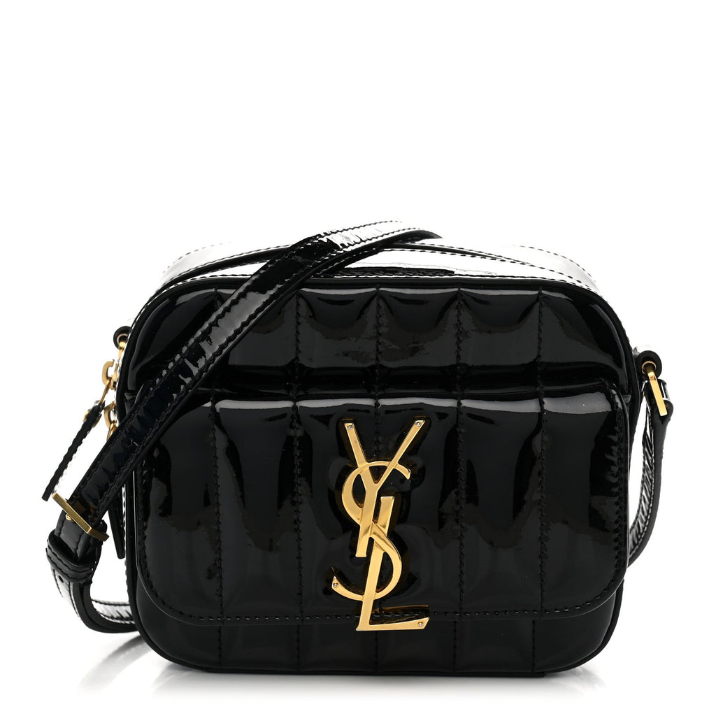 Patent Matelasse Monogram Toy Vicky Camera Bag Black