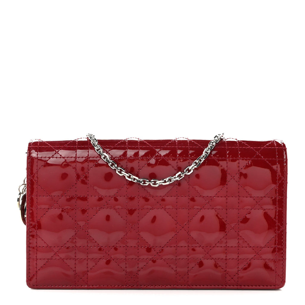 Patent Cannage Lady Dior Clutch Red