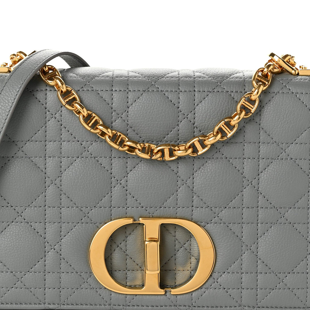Supple Calfskin Cannage Medium Caro Bag Ethereal Grey