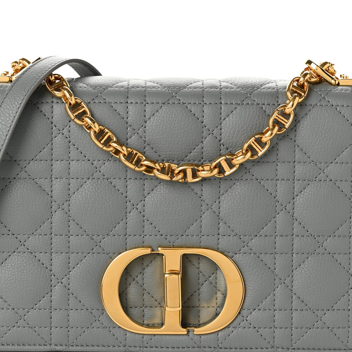 Supple Calfskin Cannage Medium Caro Bag Ethereal Grey