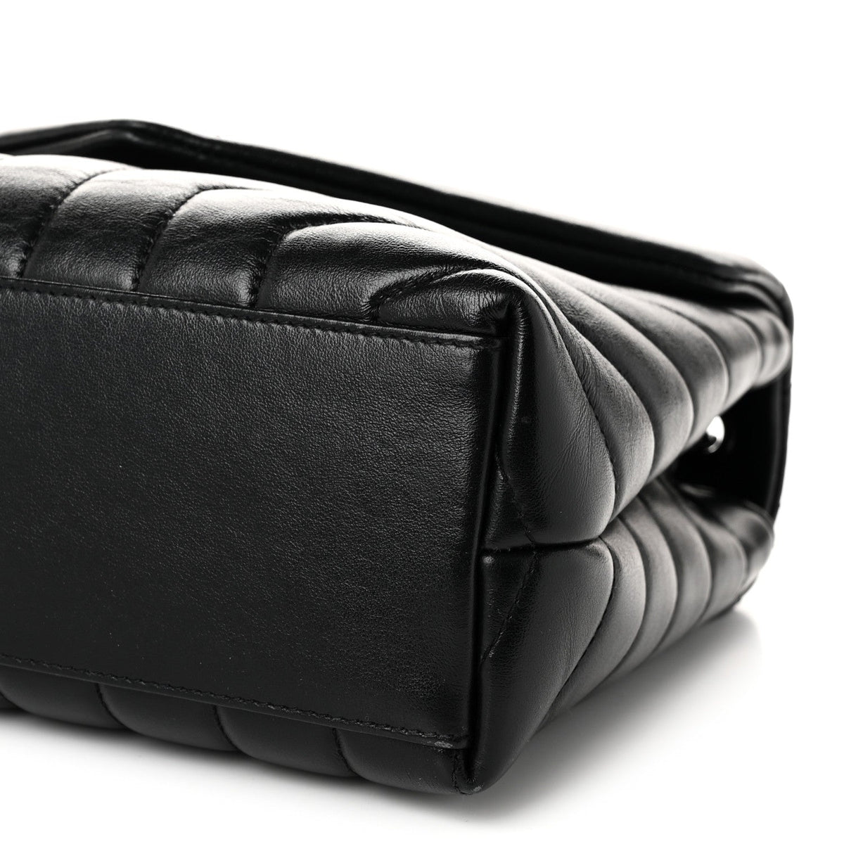 Calfskin Y Quilted Monogram Monochrome Small Loulou Chain Satchel Black