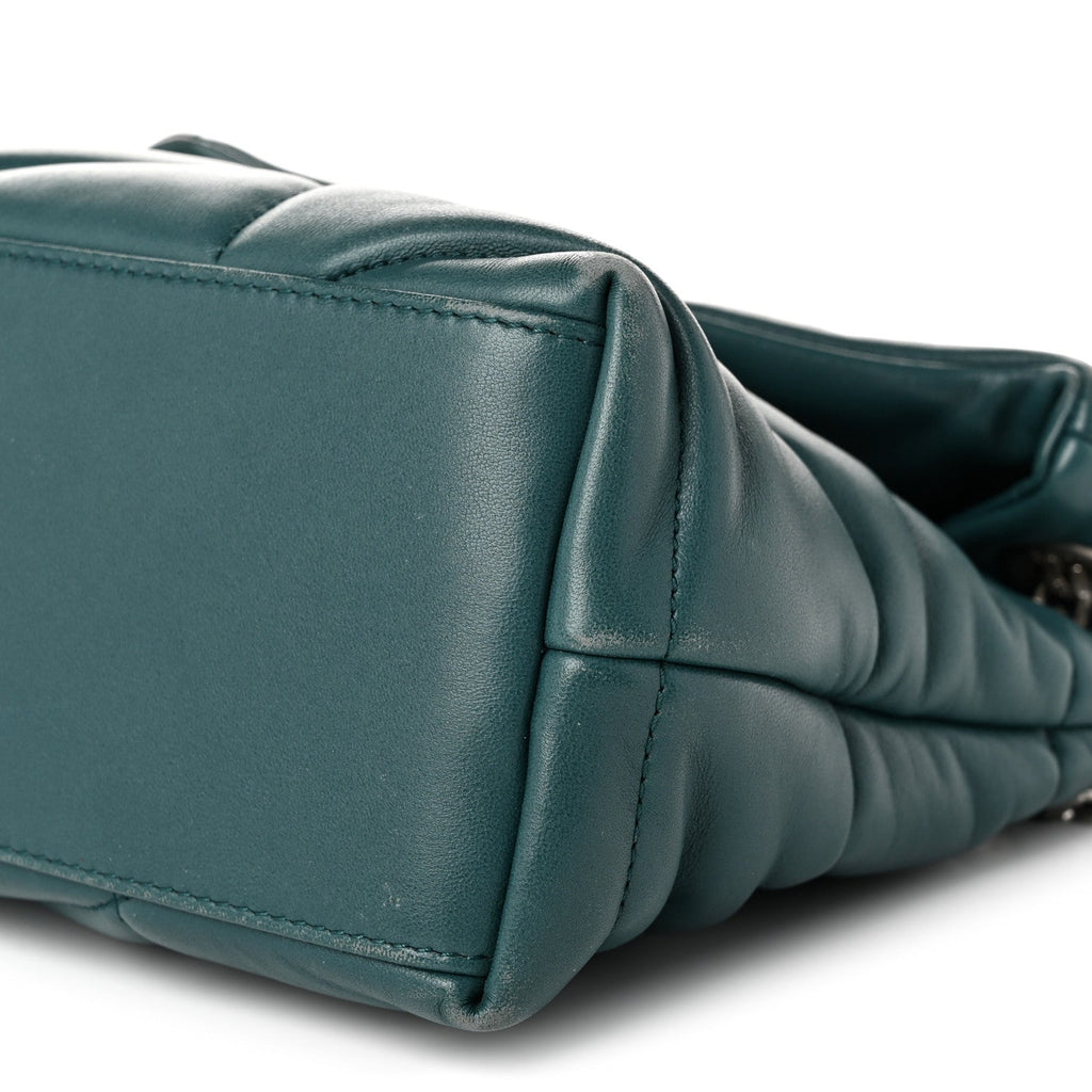 Lambskin Quilted Small Loulou Puffer Monogram Chain Satchel Vert Canard