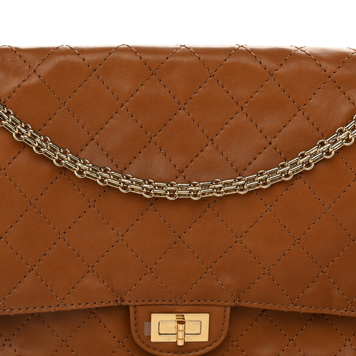 Patinated Calfskin Reissue 2.55 Maxi Flap Camel