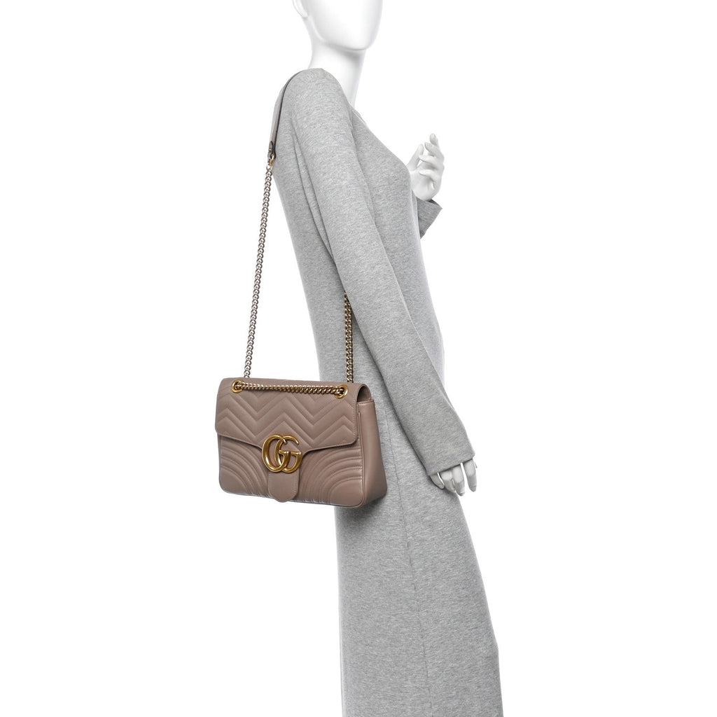 Calfskin Matelasse Medium GG Marmont Shoulder Bag Porcelain Rose