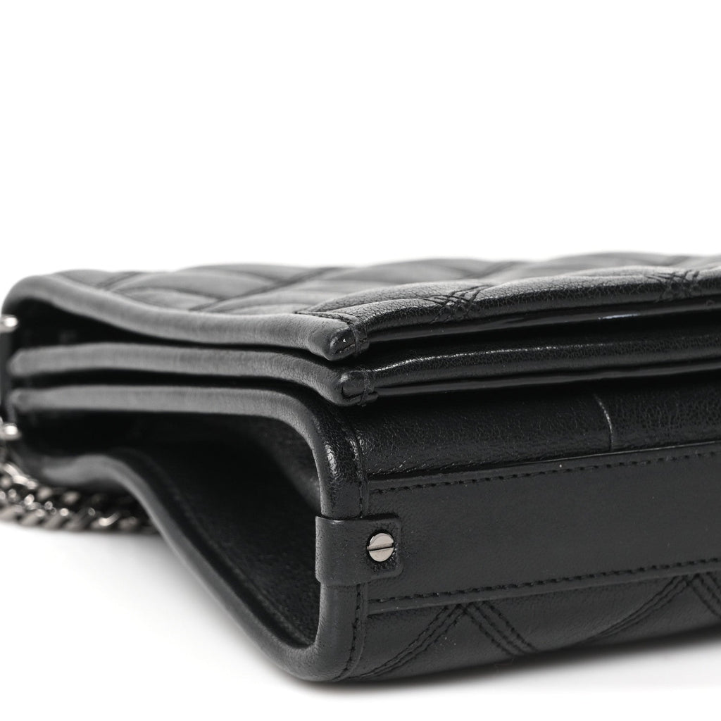 Lambskin Quilted Mini Becky Chain Bag Black