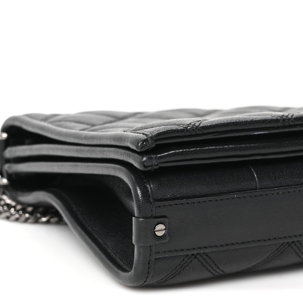 Lambskin Quilted Mini Becky Chain Bag Black