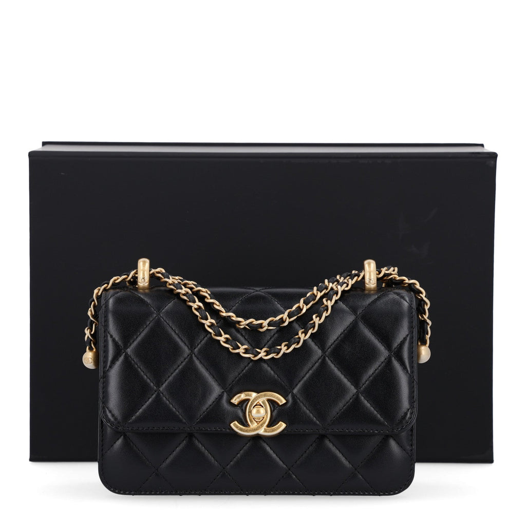 Calfskin Quilted Mini Perfect Fit Flap Black Black Black