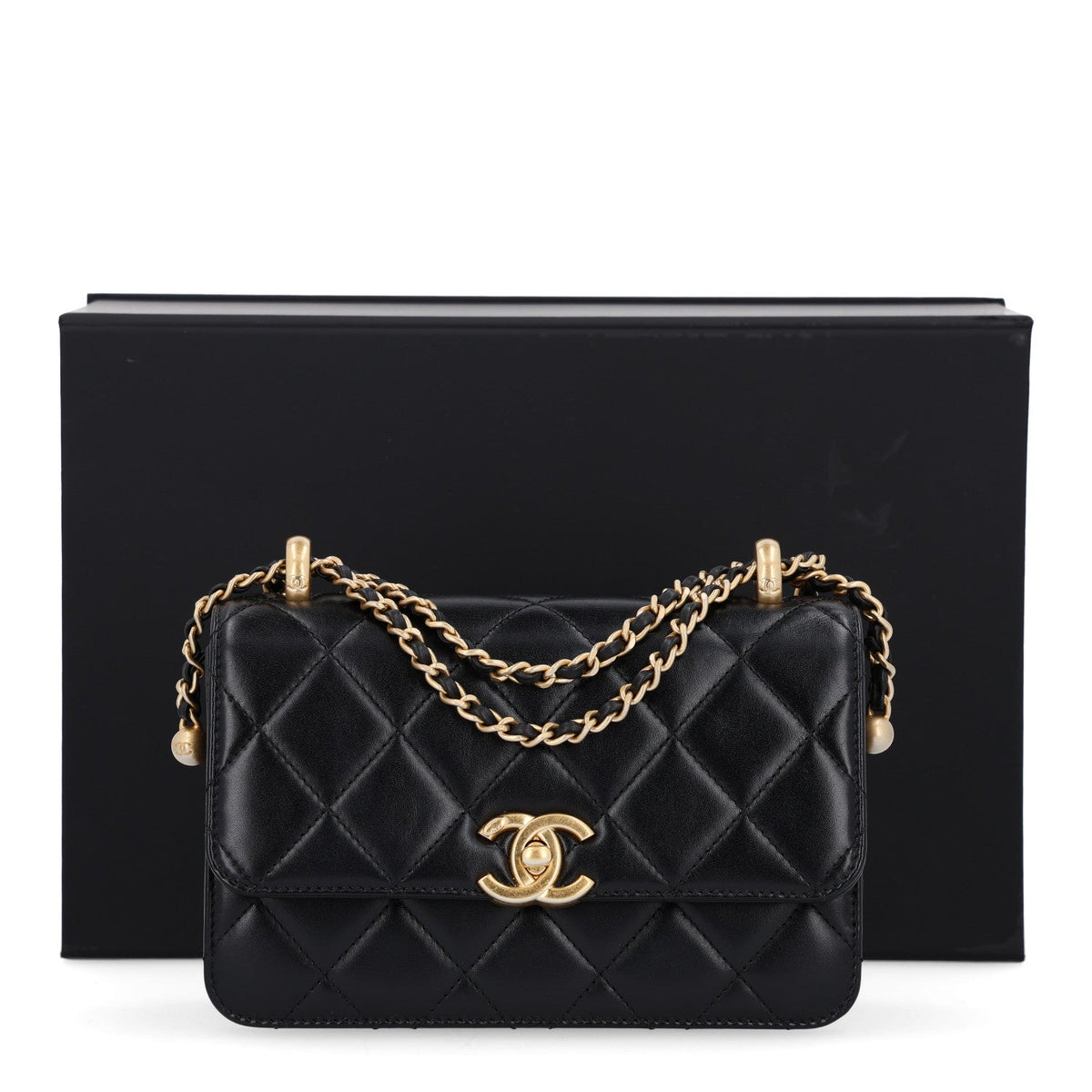 Calfskin Quilted Mini Perfect Fit Flap Black Black Black