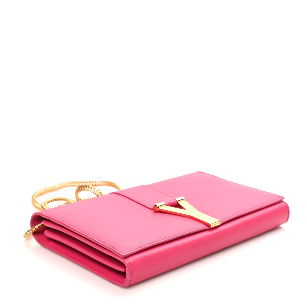 Calfskin Classic Y Ligne Chain Wallet Bubblegum