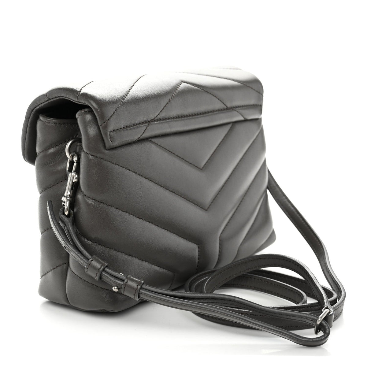 Calfskin Y Quilted Monogram Toy Loulou Crossbody Bag Grey Kaki