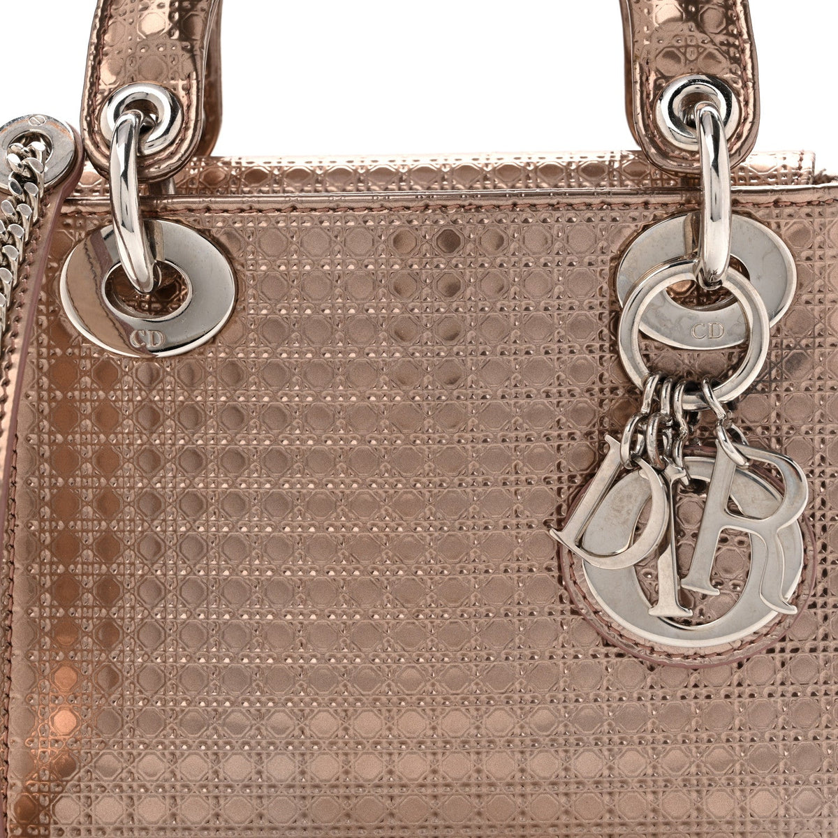 Metallic Patent Micro-Cannage Mini Lady Dior Hyper Pink