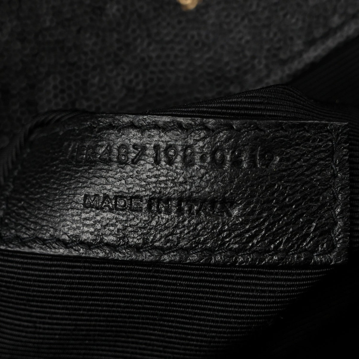 Grain De Poudre Textured Mixed Matelasse Large Triquilt Monogram Satchel Black
