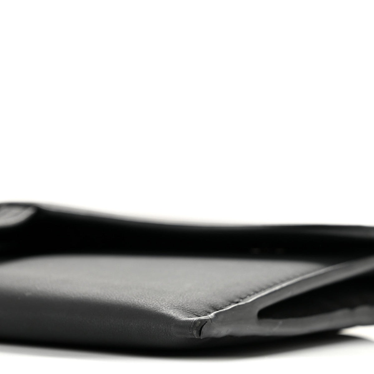 Ultra Matte Calfskin Saddle Chain Wallet Pouch Black