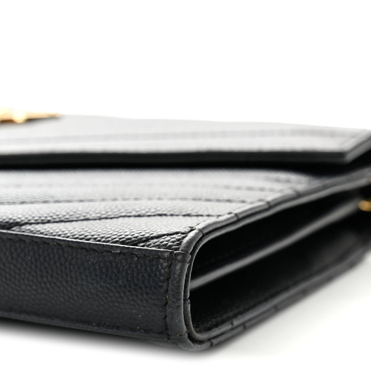 Grain De Poudre Matelasse Chevron Monogram Chain Wallet Black