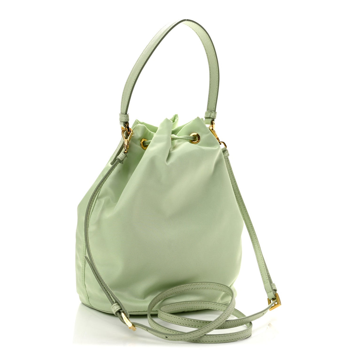 Re-Nylon Saffiano Duet Bucket Crossbody Bag Acqua