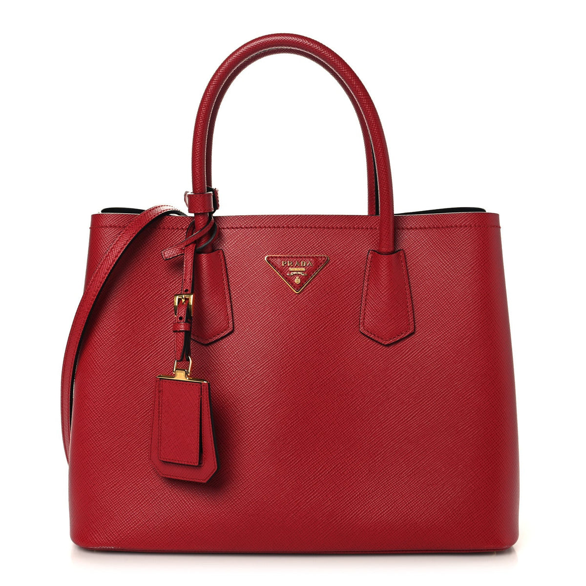 Cuir Medium Double Bag Fuoco Black