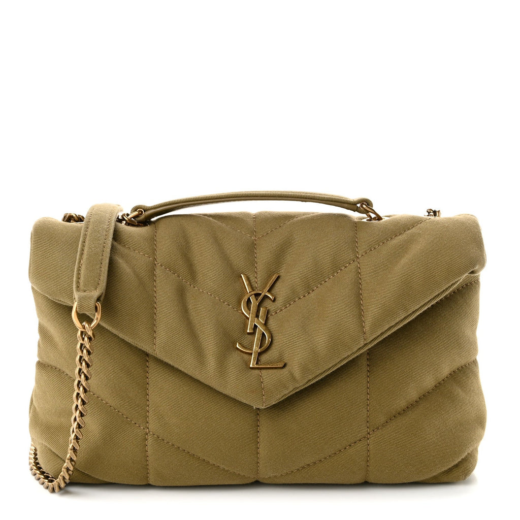 Canvas Quilted Toy Loulou Puffer Monogram Chain Satchel Fir Green