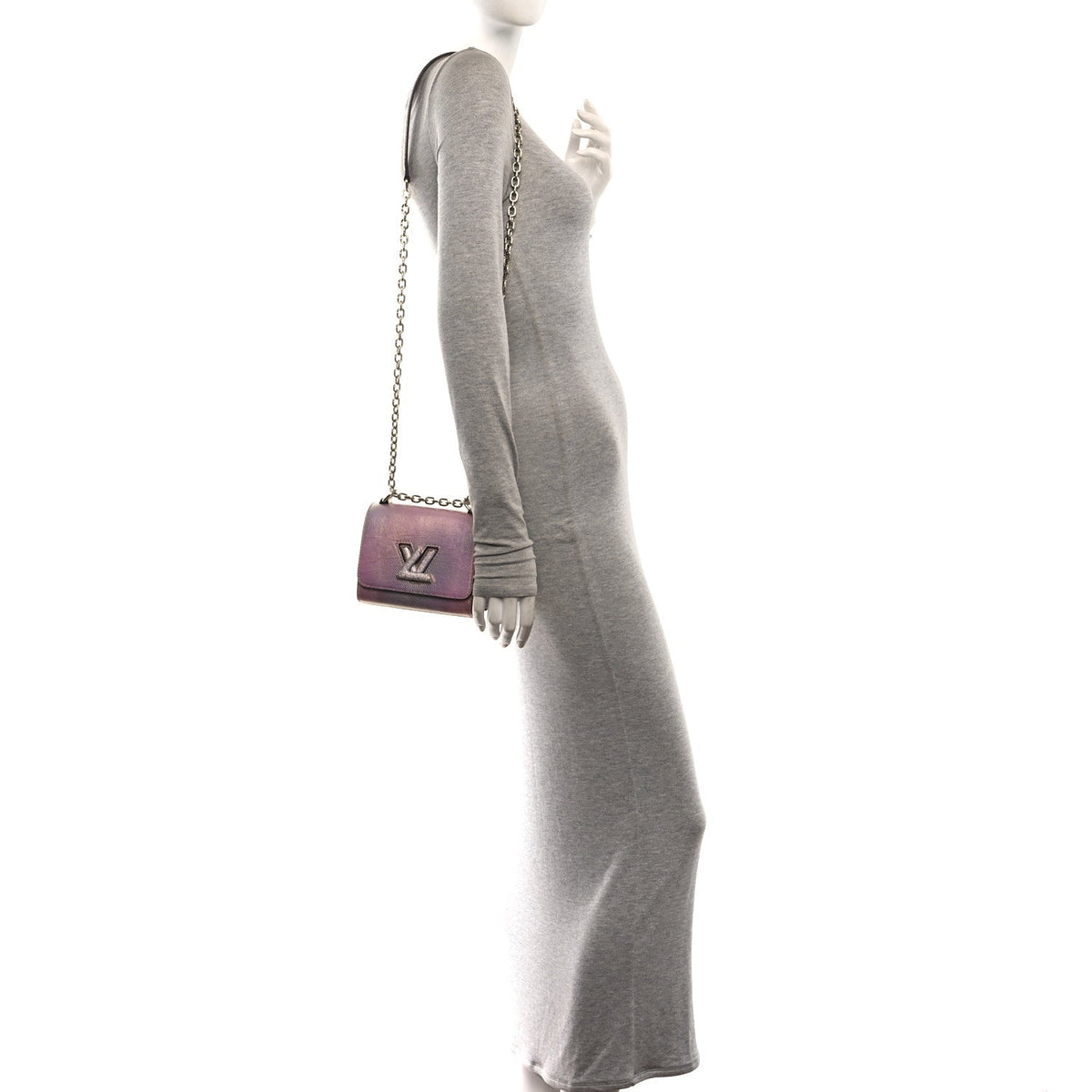 Iridescent Lizard Mini Swarovski Twist Shoulder Bag Pink