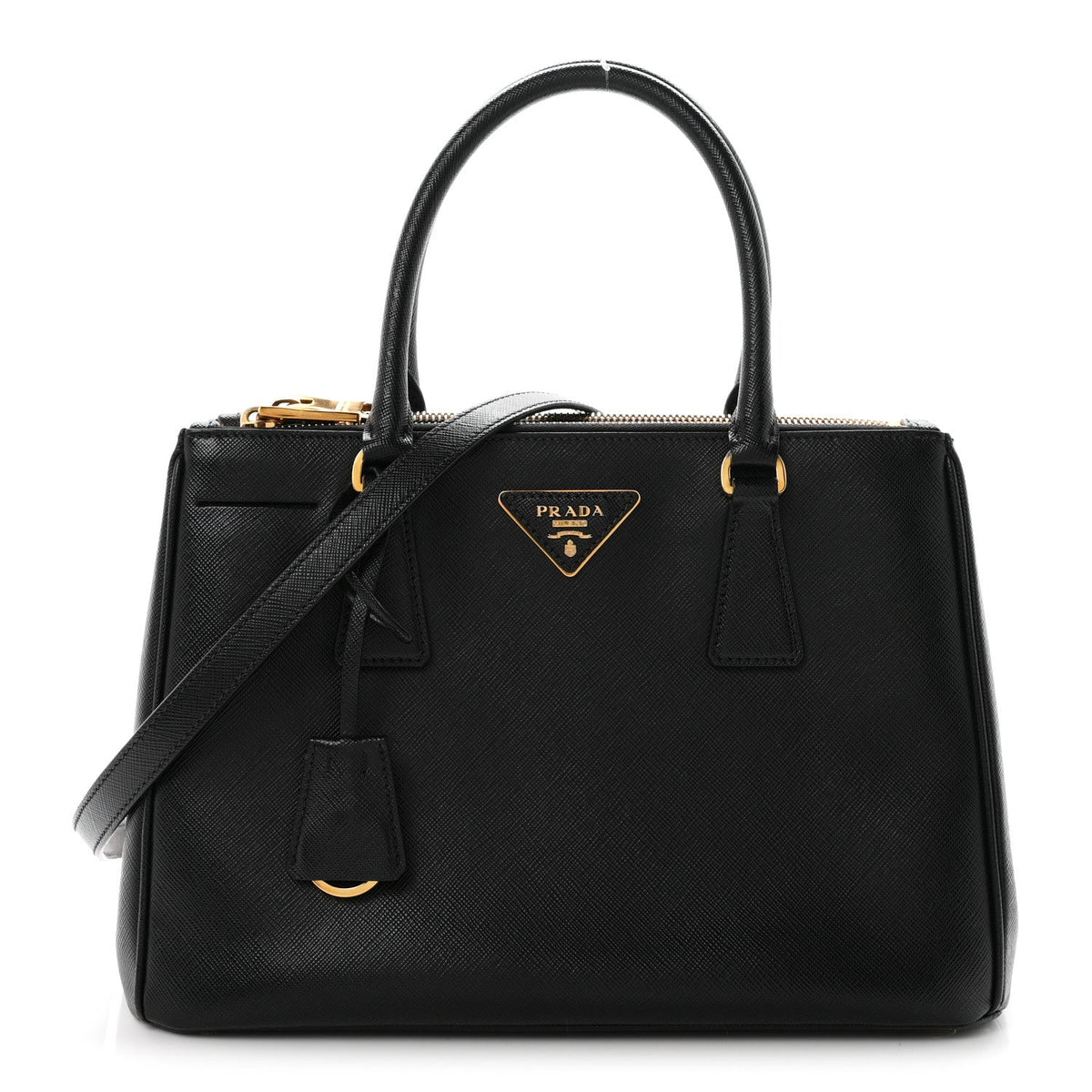 Saffiano Small Galleria Double Zip Tote Black