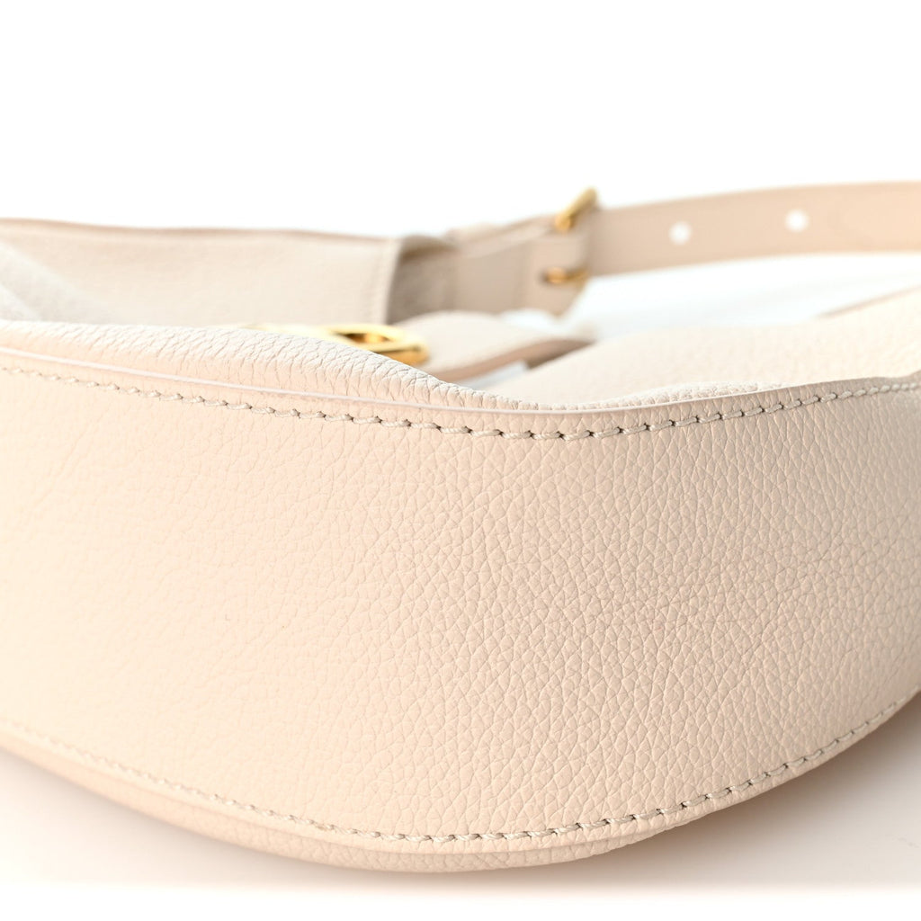 Grained Calfskin Low Key Shoulder Bag Limestone Gray