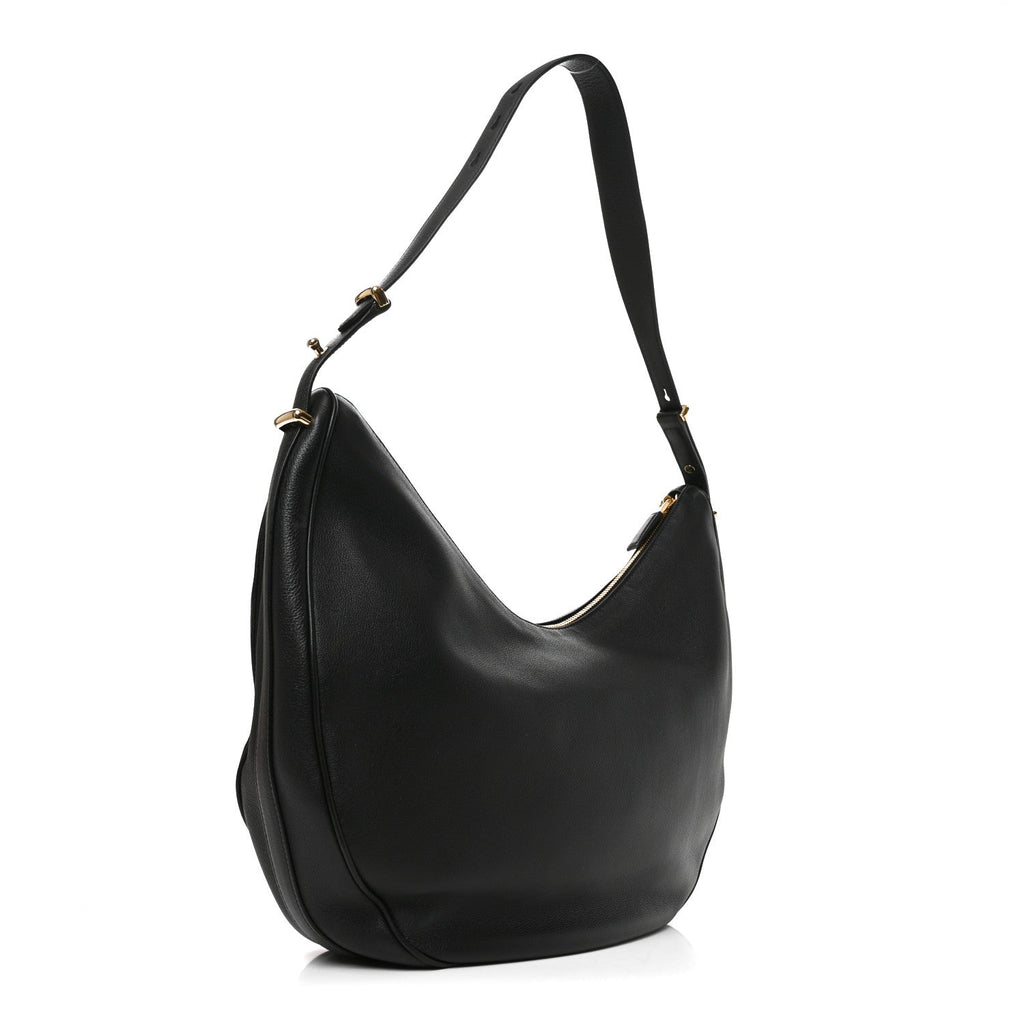 Vitello Daino Medium Arque Shoulder Bag Black