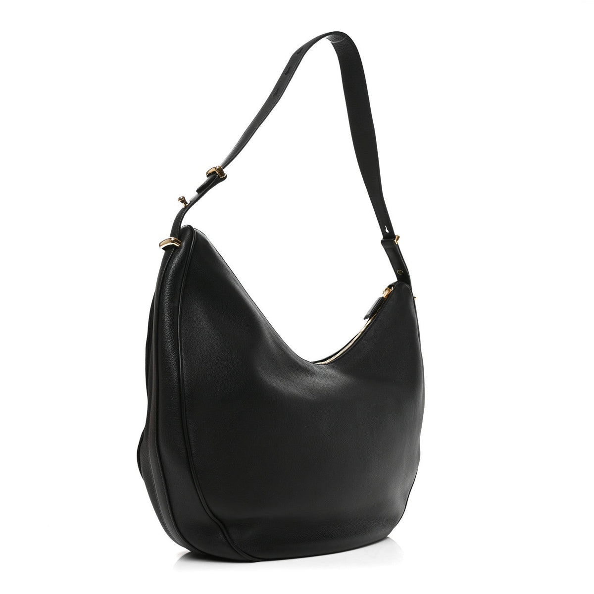 Vitello Daino Medium Arque Shoulder Bag Black
