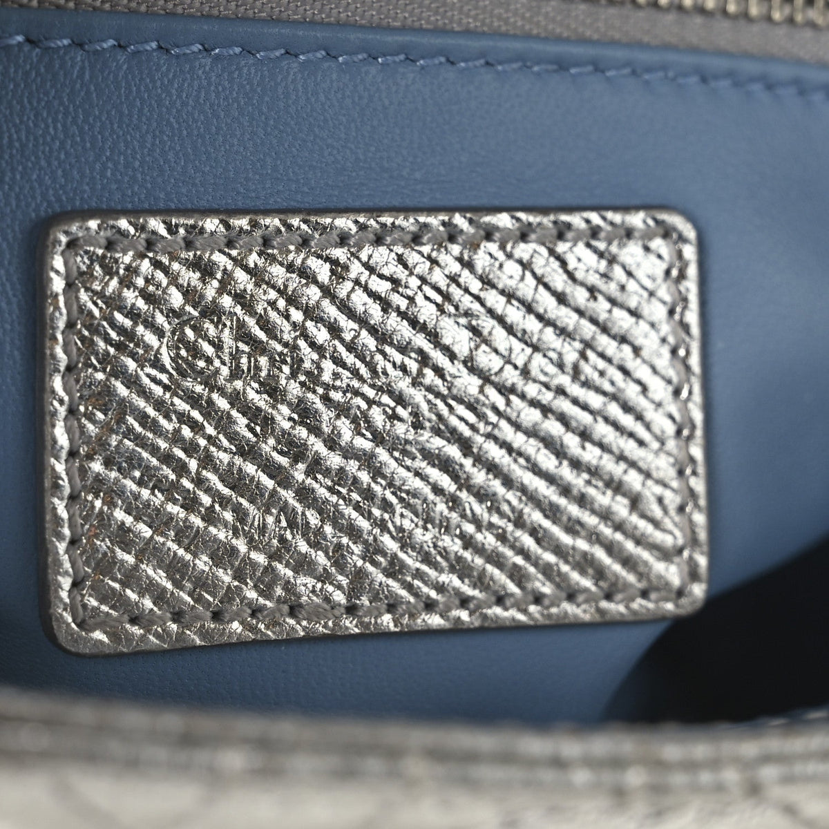 Metallic Grained Calfskin Cannage Small Lucky Badges My Lady Dior Silver