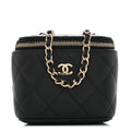 Caviar Quilted Mini Vanity Case With Chain Black