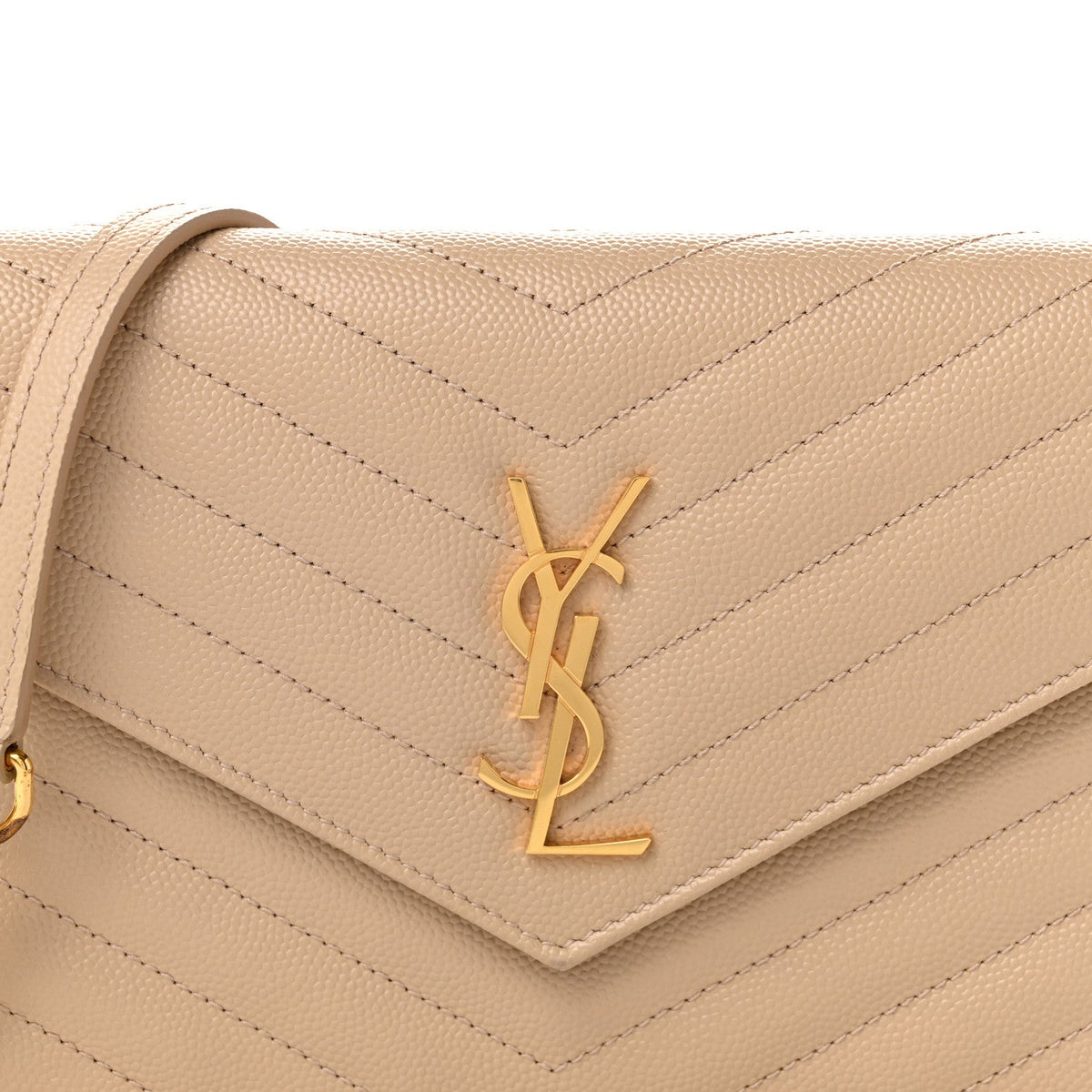 Grain De Poudre Matelasse Chevron Monogram Envelope Chain Wallet Nude Powder
