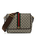 Tender GG Supreme Monogram Textured Dollar Calfskin Ophidia Messenger Bag Beige Ebony Dark Brown